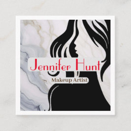 Tarjeta De Visita Cuadrada Moderna maquillaje de moda minimalista Código QR