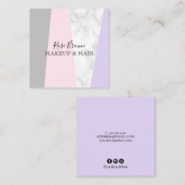 Tarjeta De Visita Cuadrada Moderna maquillaje y cabello geométrico de mármol 
