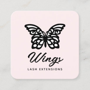 Tarjeta De Visita Cuadrada Moderna mariposa blanca negra rosa