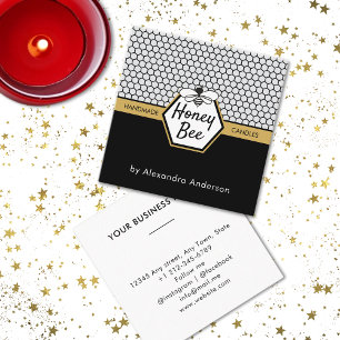 Tarjeta De Visita Cuadrada Moderna miel de abeja de miel de abeja negro amari