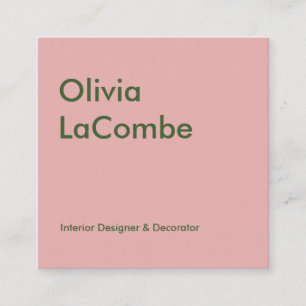 Tarjeta De Visita Cuadrada Moderna minimalista simple, simple, elegante rosa 