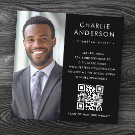 Tarjeta De Visita Cuadrada Moderna, minimalista y elegante foto en negro códi