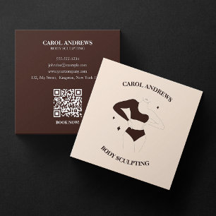 Tarjeta De Visita Cuadrada Moderna Moda cuerpo esculpiendo Waxing Massage QR