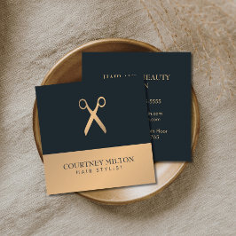 Tarjeta De Visita Cuadrada Moderna Moda elegante Faux Gold Gray Hair Stylist