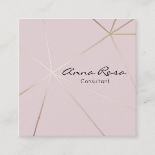Tarjeta De Visita Cuadrada ~* Moderna moda geométrica rosa . Relieve metaliza