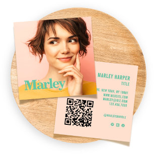 Tarjeta De Visita Cuadrada Moderna Moda Minimalista simple y divertida