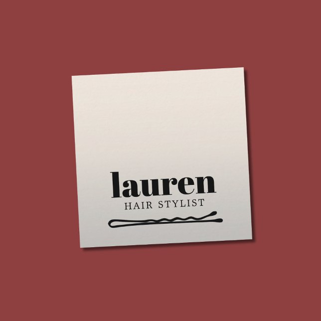 Tarjeta De Visita Cuadrada Moderna negrita Faux Silver Black Bold Bobby Pin H (Subido por el creador)