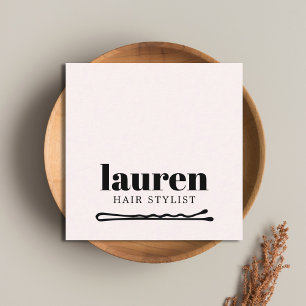 Tarjeta De Visita Cuadrada Moderna negrita Pastel negro negrita Bobby Pin Hai