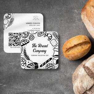 Tarjeta De Visita Cuadrada Moderna panadería de código QR para productos de h