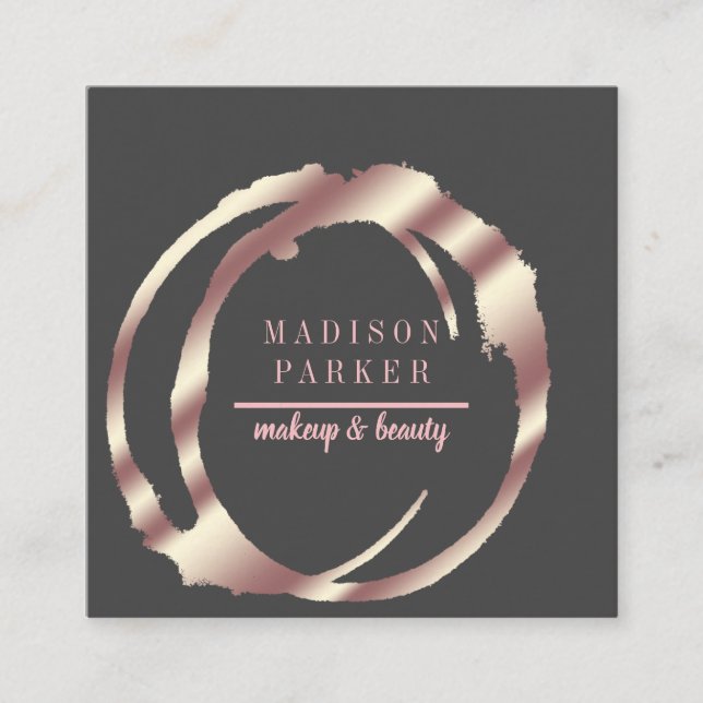 Tarjeta De Visita Cuadrada Moderna plaza abstracta de oro Rosa Faux (Anverso)