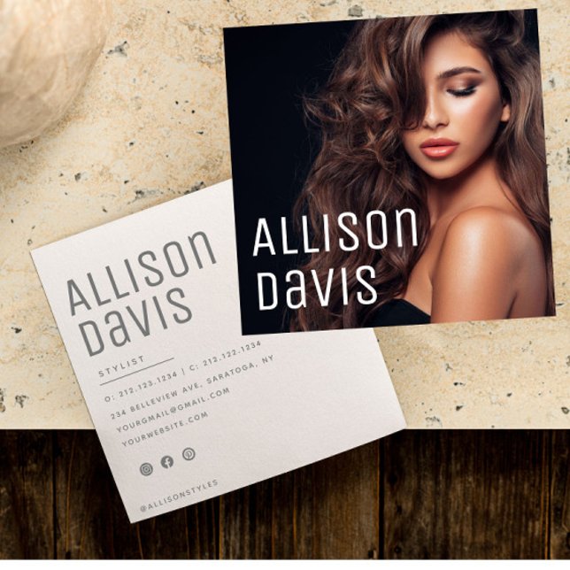 Tarjeta De Visita Cuadrada Moderna plaza de fotografía profesional simple Min (Subido por el creador)