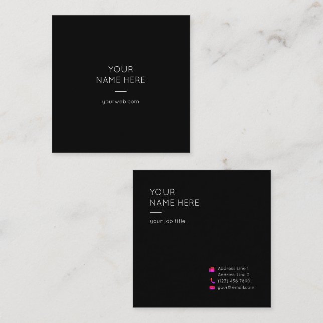 Tarjeta de visita cuadrada moderna simple (Anverso / Reverso)