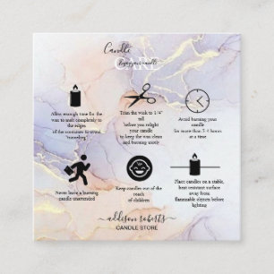 Tarjeta De Visita Cuadrada Moderna y elegante acuarela Green Candle Care