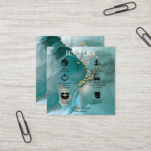 Tarjeta De Visita Cuadrada Moderna y elegante acuarela Verde azulada cuidado 