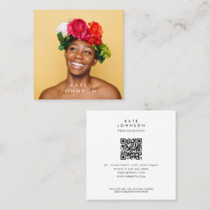 Tarjeta De Visita Cuadrada Moderna y elegante código QR de fotografía complet