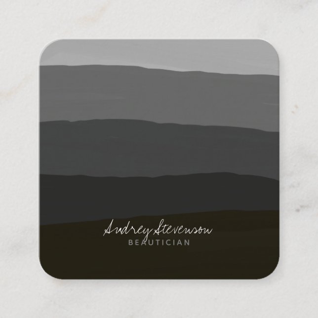 Tarjeta De Visita Cuadrada Moderna y elegante degradación en blanco y negro (Anverso)