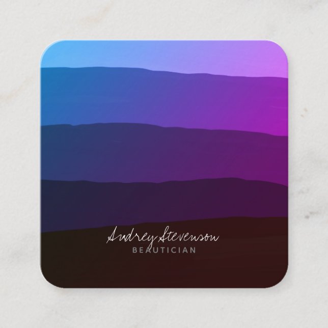 Tarjeta De Visita Cuadrada Moderna y elegante degradación rosa y morada (Anverso)