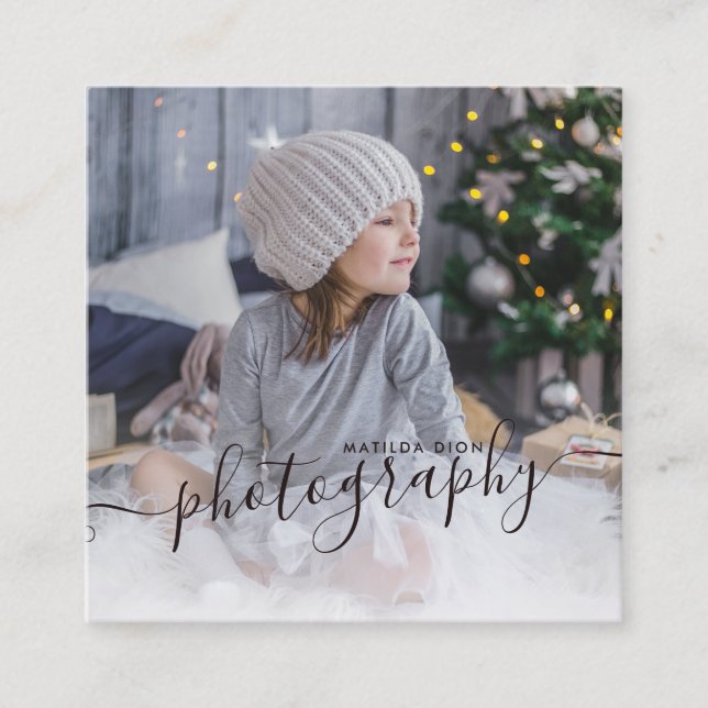 Tarjeta De Visita Cuadrada Moderna y elegante fotografía mínima y simple (Anverso)