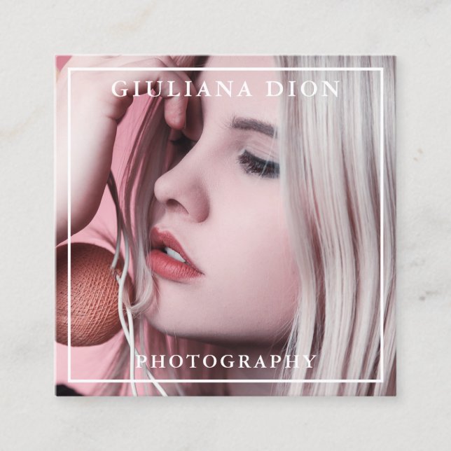 Tarjeta De Visita Cuadrada Moderna y elegante fotografía mínima y simple (Anverso)