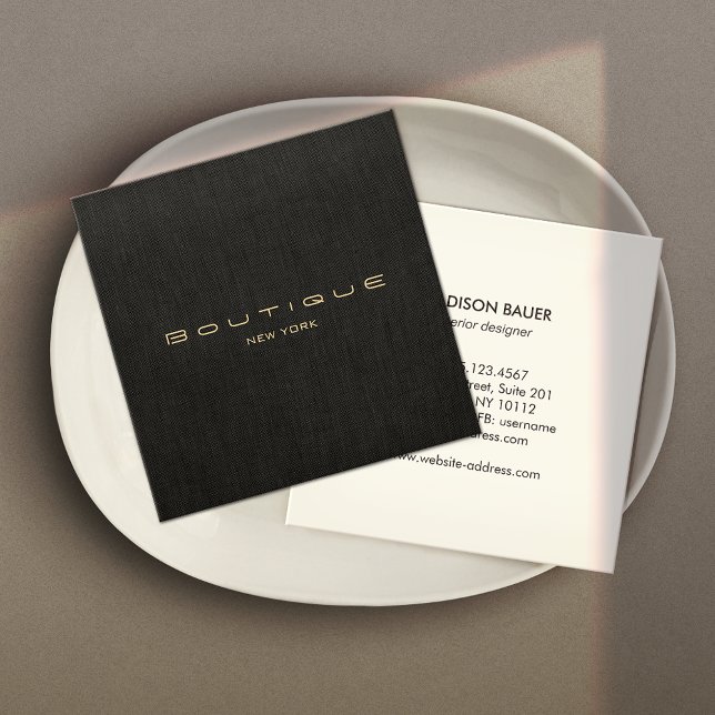 Tarjeta De Visita Cuadrada Moderna y elegante línea negra profesional (Subido por el creador)