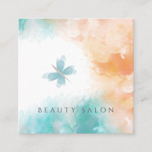 Tarjeta De Visita Cuadrada Moderna y elegante mariposa acuarela