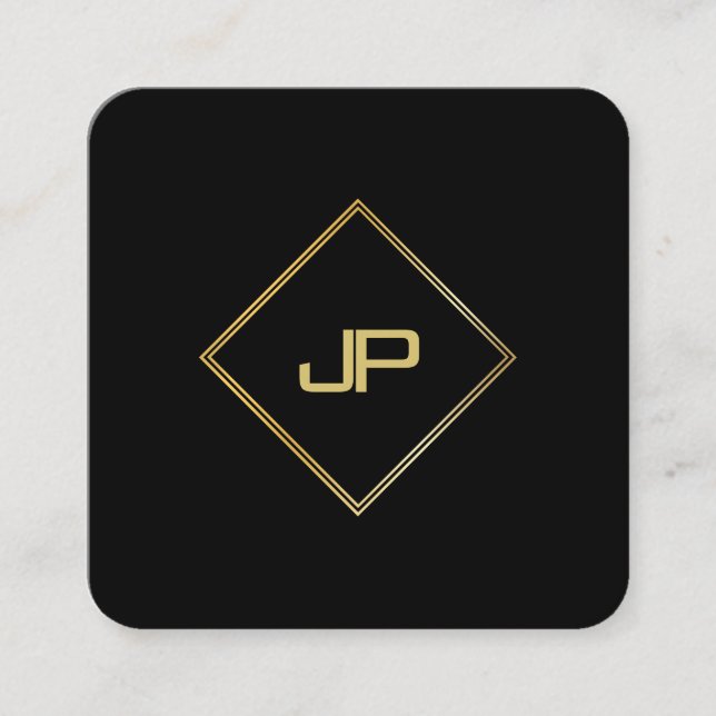 Tarjeta De Visita Cuadrada Moderna y elegante plantilla de lujo monogramada d (Anverso)
