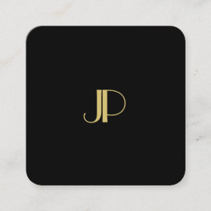 Tarjeta De Visita Cuadrada Moderna y elegante plantilla de monograma dorado a