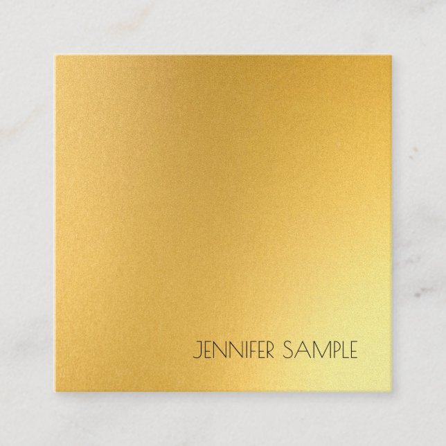 Tarjeta De Visita Cuadrada Moderna y elegante plantilla de oro simple de vidr (Anverso)