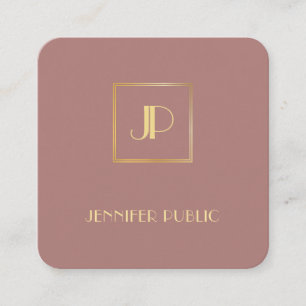 Tarjeta De Visita Cuadrada Moderna y elegante plantilla Gold Monogramed Luxur