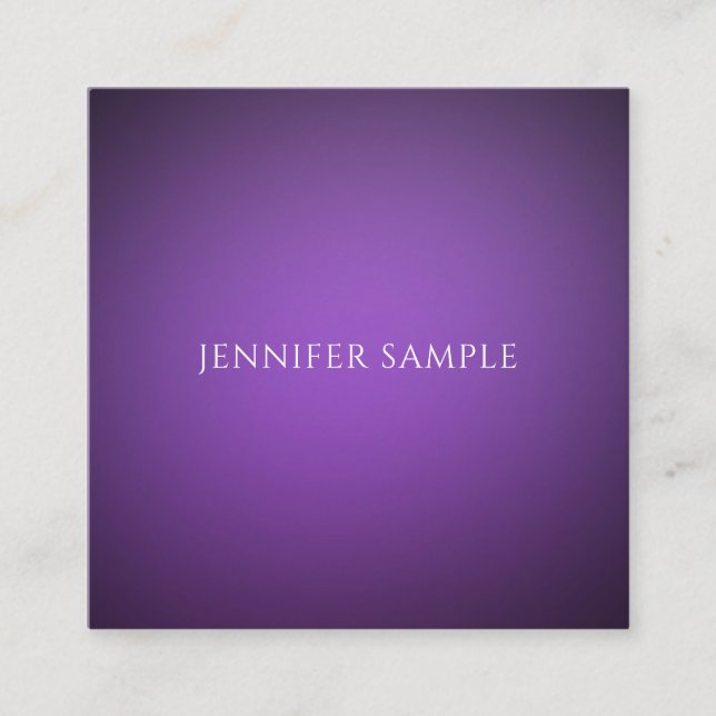 Tarjeta De Visita Cuadrada Moderna y elegante plantilla Purple Profesional (Anverso)