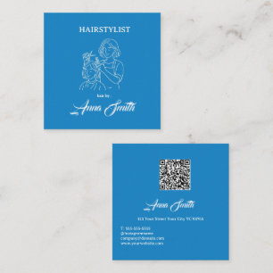 Tarjeta De Visita Cuadrada Moderna y limpia línea blanca Art Salon Hair Styli