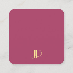 Tarjeta De Visita Cuadrada Moderna y lujosa plantilla monogramada Gold