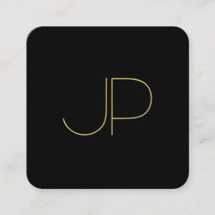 Tarjeta De Visita Cuadrada Moderna y lujosa plantilla monogramada Gold