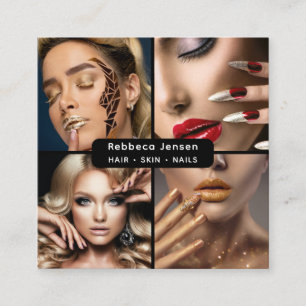 Tarjeta De Visita Cuadrada Modernas 4 fotos para artistas de maquillaje códig