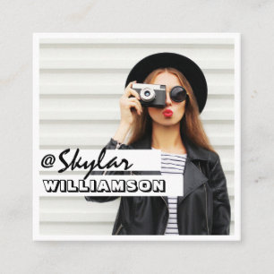 Tarjeta De Visita Cuadrada Modernas redes sociales de moda síganme foto