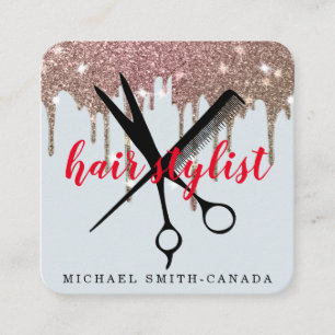 Tarjeta De Visita Cuadrada Modernas tijeras Minimalistas Branding Hair Stylis
