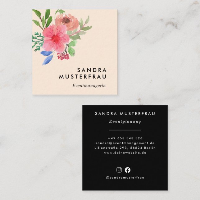 Tarjeta De Visita Cuadrada Moderne Professionelle Quadratische Visitenkarte (Anverso / Reverso)