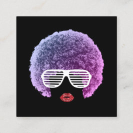 Tarjeta De Visita Cuadrada Moderno afro cabello belleza Chica moda estilista