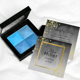 Tarjeta De Visita Cuadrada Moderno artista de maquillaje Black Gray Gold Squa