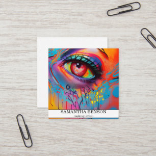Tarjeta De Visita Cuadrada Moderno artista de maquillaje de moda