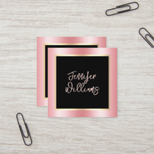 Tarjeta De Visita Cuadrada Moderno artista de maquillaje de oro de Rubor metá