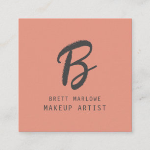 Tarjeta De Visita Cuadrada Moderno artista de maquillaje Minimalista Monogram