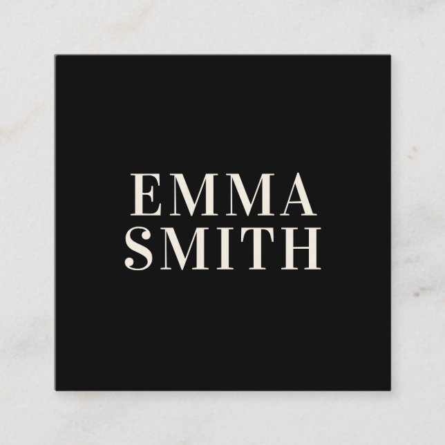 Tarjeta De Visita Cuadrada Moderno Autobús cuadrado elegante con crema negra (Anverso)