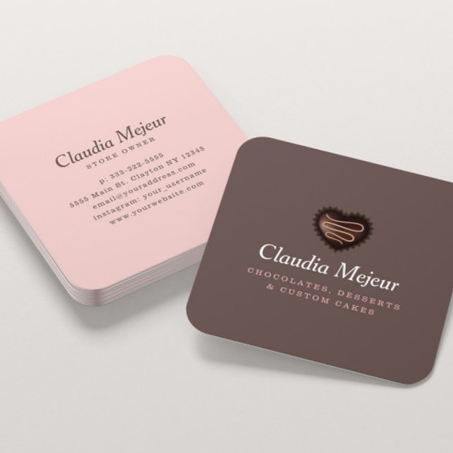 Tarjeta De Visita Cuadrada Moderno Baker Brown (Subido por el creador)