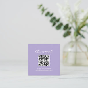 Tarjeta De Visita Cuadrada Moderno código QR de Periwinkle Minimalista contem