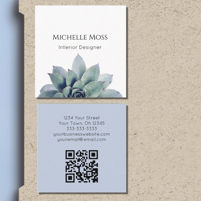 Tarjeta De Visita Cuadrada Moderno código QR moderno verde botánico (Subido por el creador)