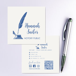 Tarjeta De Visita Cuadrada Moderno código QR Notario Agente de firma de prést