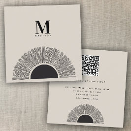 Tarjeta De Visita Cuadrada Moderno código QR para la exposición al sol negro 