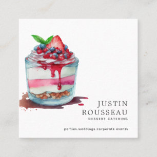 Tarjeta De Visita Cuadrada Moderno color de agua negrita Macaron Baker Pastry