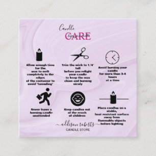 Tarjeta De Visita Cuadrada Moderno color de agua rosada de color dorado Candl